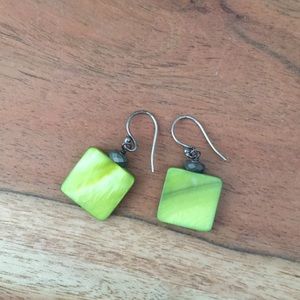 Green & Grey earrings - stone